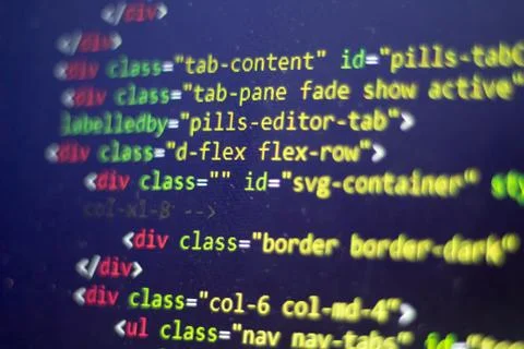 HTML code. Computer programming source code Foto stock