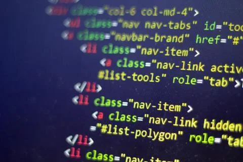 HTML code. Computer programming source code Foto stock