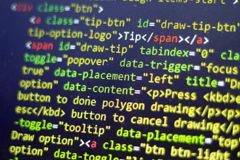 HTML code. Computer programming source code Foto stock