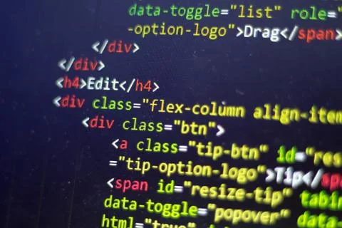 HTML code. Computer programming source code Foto stock