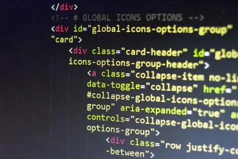 HTML code. Computer programming source code Foto stock