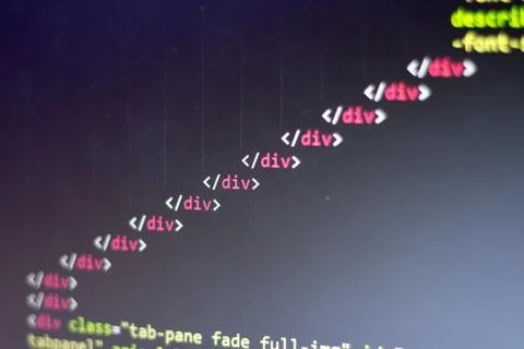 HTML code. Computer programming source code Stock Photos