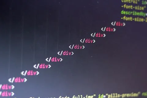 HTML code. Computer programming source code Foto stock