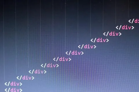 HTML code. Computer programming source code Foto stock