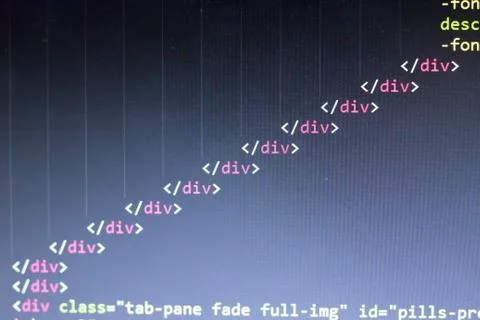HTML code. Computer programming source code Stockfoto's