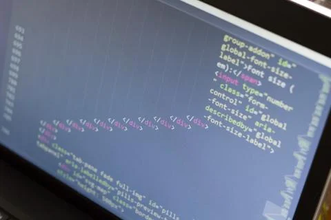 HTML code. Computer programming source code Foto stock