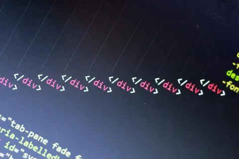 HTML code. Computer programming source code Foto stock