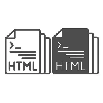 HTML code document files line and solid icon, programming concept, html doc Illustrazione stock