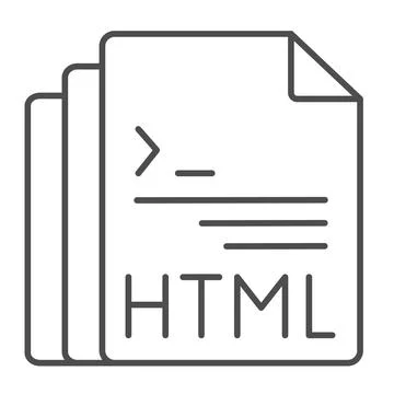 HTML code document files thin line icon, programming concept, html doc vector Stock Illustration
