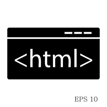HTML Code Icon isolated on white background flat style. Stock Illustration