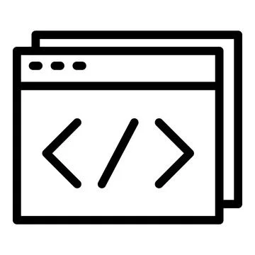 Html code icon outline vector. Cms development Stock Illustration