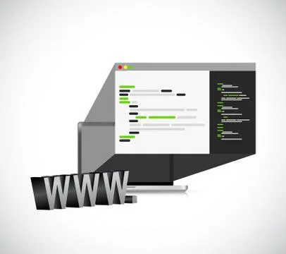 HTML Code on laptop screen design graphic concept. Stock Illustration