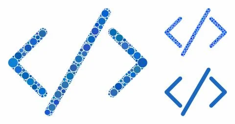 HTML Code Mosaic Icon of Round Dots Stock Illustration