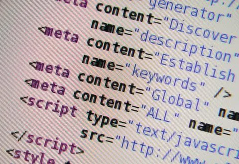 Html code on screen Stock Photos