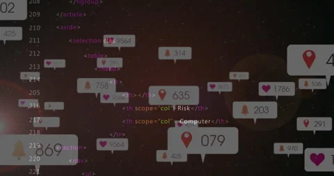 HTML code scrolling until Cyber Security heading appearing causing icons Stock Footage 312638660