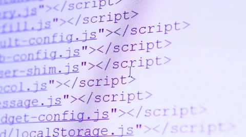 HTML Codes Scrolling on a PC Display Stock Footage 37162469