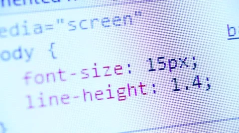 HTML Codes Scrolling on a PC Display Stock Footage 41856662