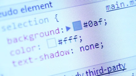 HTML Codes Scrolling on a PC Display Stock Footage 41857937