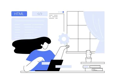 HTML coding abstract concept vector illustration. Stock Illustration