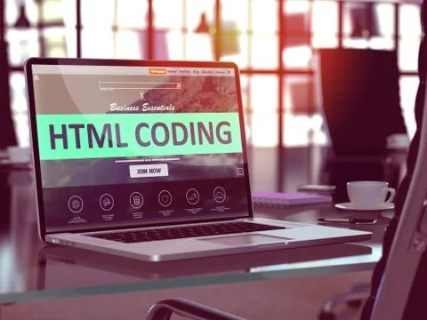 Html Coding Concept on Laptop Screen Stock Illustration