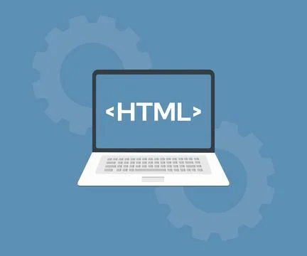 HTML coding concept, Web application development logo design. Stock Illustration