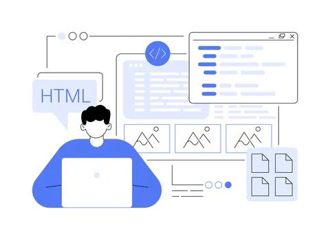 HTML coding isolated cartoon vector illustrations. イラスト素材