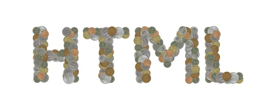 HTML  Coins on white background Foto stock