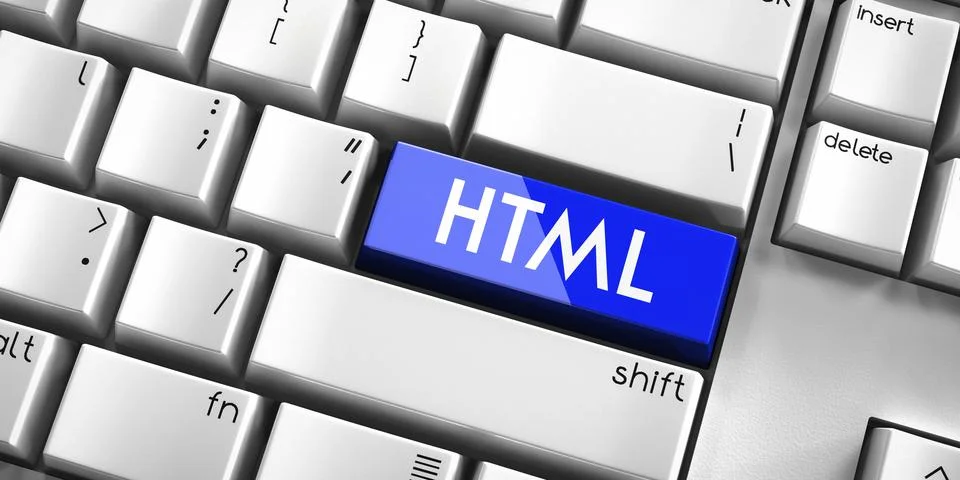 HTML - computer keyboard - 3D illustration Ilustração Stock