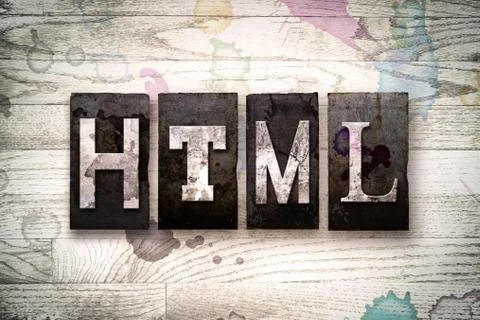 HTML Concept Metal Letterpress Type Stock Illustration