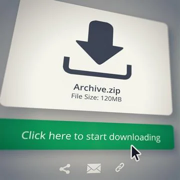 Html, downloads and archive zip for internet or digital content and website Illustrazione stock