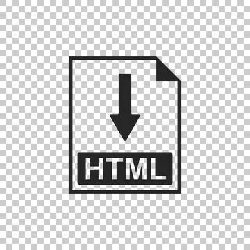 HTML file document icon. Download HTML button icon isolated on transparent 库存插图
