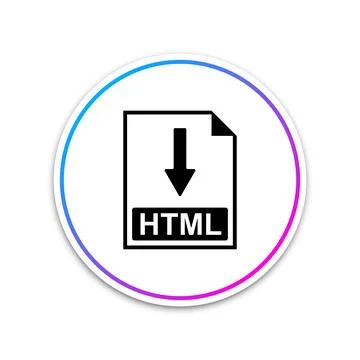 HTML file document icon. Download HTML button icon isolated on white background 스톡 일러스트