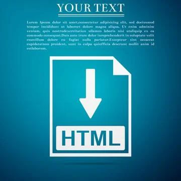HTML file document icon. Download HTML button icon isolated on blue background Stock Illustration