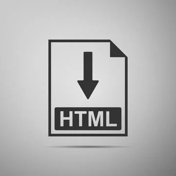 HTML file document icon. Download HTML button icon isolated on grey background 库存插图