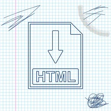 HTML file document icon. Download HTML button line sketch icon isolated on white Stock Illustration