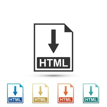 HTML file document icon. Download HTML button icon isolated on white backgr.. Stock Illustration