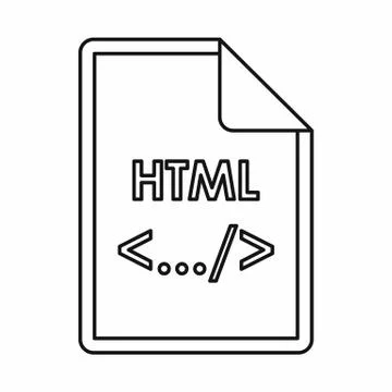 HTML file extension icon, outline style Stock Illustration