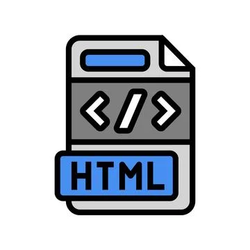 Html file format document color icon vector illustration Illustrazione stock