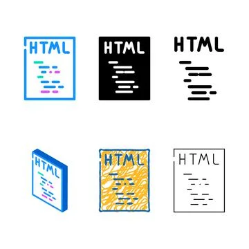 Html file format document edition color icon vector 스톡 일러스트