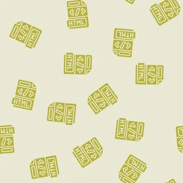 Html file format document glyph seamless pattern Stock Illustration