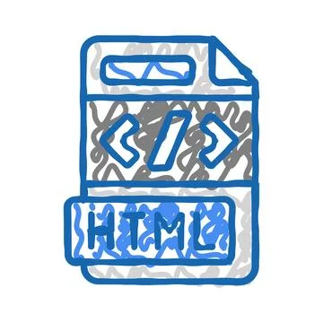 Html file format document icon doodle illustration Stock Illustration