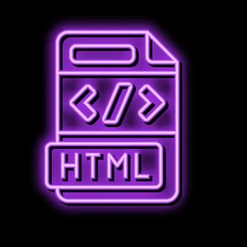 Html file format document neon glow icon illustration Illustrazione stock