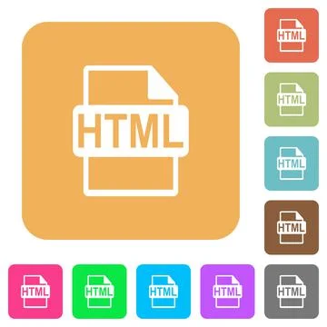 HTML file format rounded square flat icons Stock-Illustration