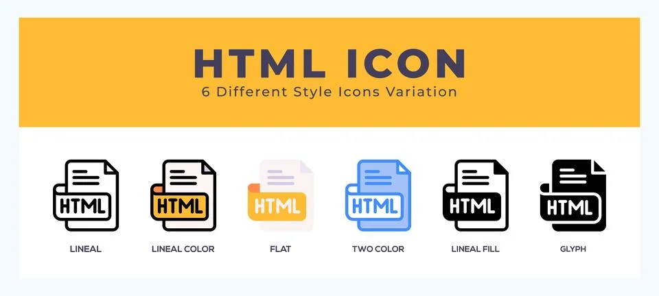 Html file icon illustration vector with different styles Stockillustratie