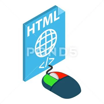 Html file icon, isometric style Illustrazione stock