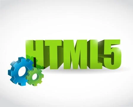 Html gear text sign illustration design Stock Illustration