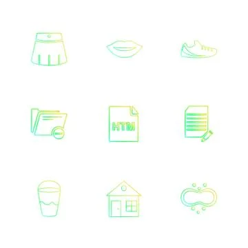 Html  , glass , lips , folder,  files , file type , file , windows , os , doc Stock Illustration
