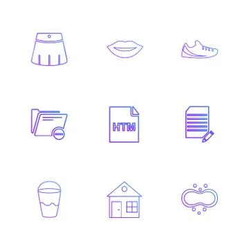 Html  , glass , lips , folder,  files , file type , file , windows , os , doc Stock Illustration