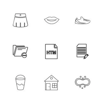 Html  , glass , lips , folder,  files , file type , file , windows , os , doc Stock Illustration