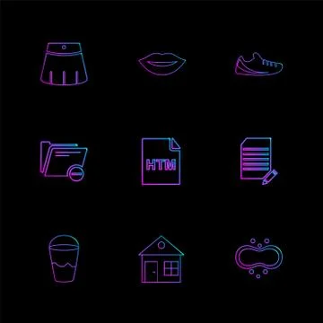 Html  , glass , lips , folder,  files , file type , file , windows , os , doc Stock Illustration